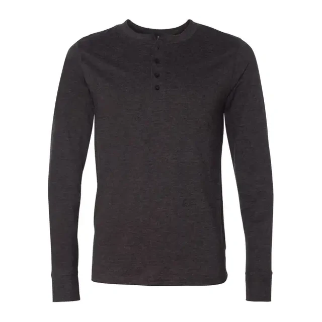 Men's Jersey Long Sleeve Henley – Dark Grey Heather