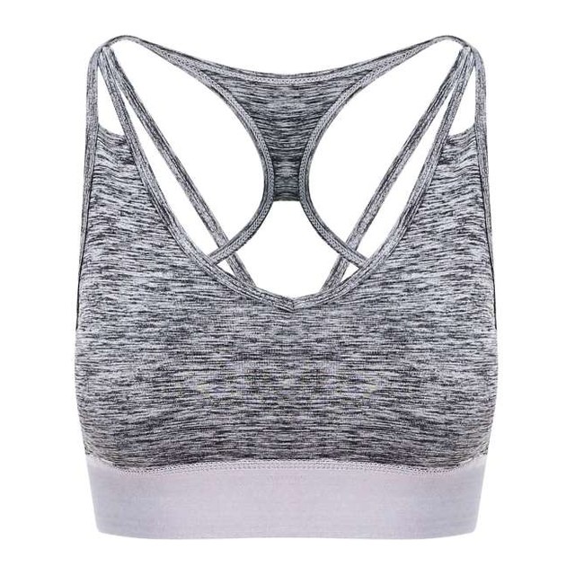 Girlie Cross Back Crop Top – Grey Melange