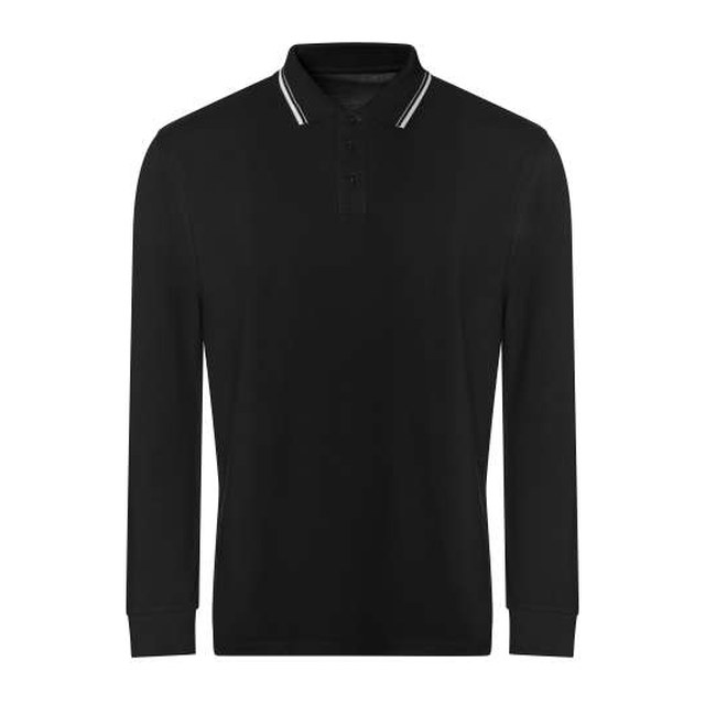 Long Sleeve Tipped 100 Polo – Deep Black/White