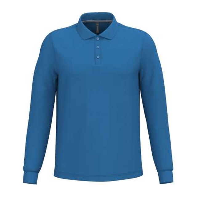 Men's Long-Sleeved Polo Shirt – Light Royal Blue