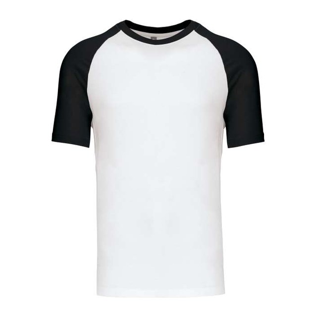 Baseball - Short-Sleeved Two-Tone T-Shirt – White/Black