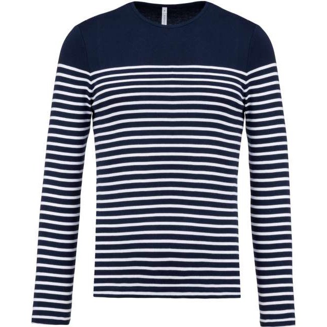 Men’s Long-Sleeved Breton Stripe Top – Striped Navy/White