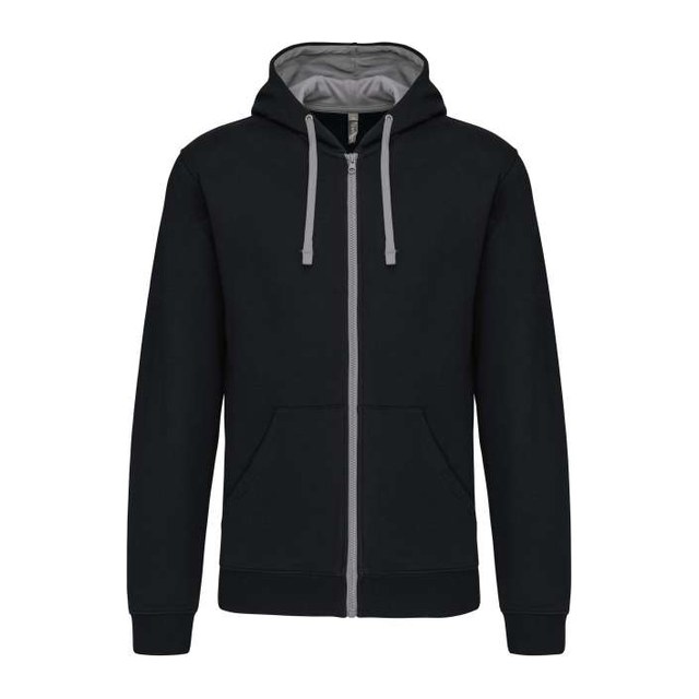 Men's Contrast Hooded Full Zip Sweatshirt