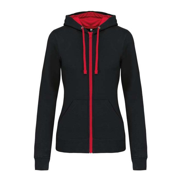 Ladies’ Contrast Hooded Full Zip Sweatshirt