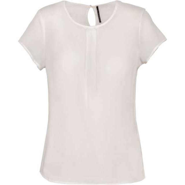 Ladies' Short-Sleeved Crepe Blouse – Off White