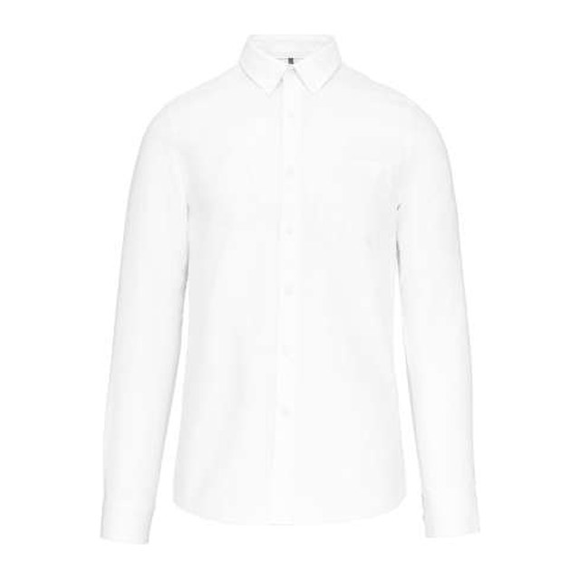 Long-Sleeved Washed Oxford Cotton Shirt – White