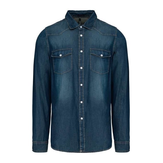 Men's Long-Sleeved Denim Shirt