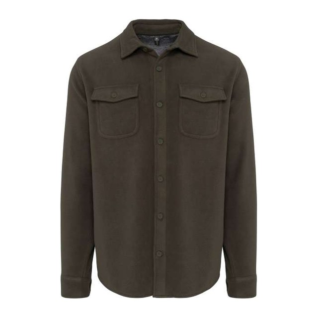 Sherpa-Lined Fleece Overshirt – Dark Khaki/Storm Grey