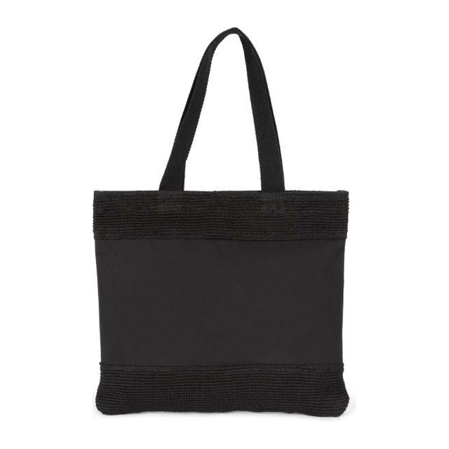 Shopping Bag In Cotton And Woven Jute Threads – Black