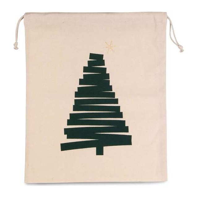 Cotton Bag With Christmas Tree Design And Drawcord Closure – Natural