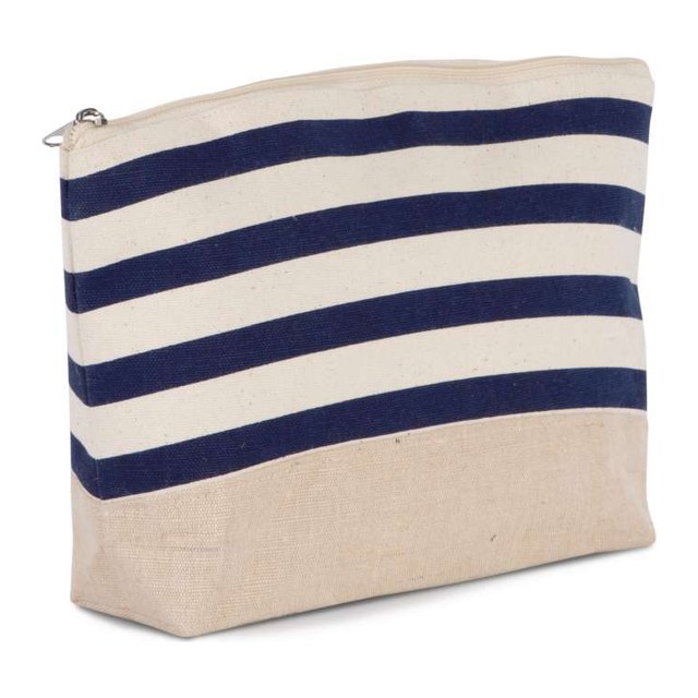 Nautical Print Accessories Pouch – Natural/Navy