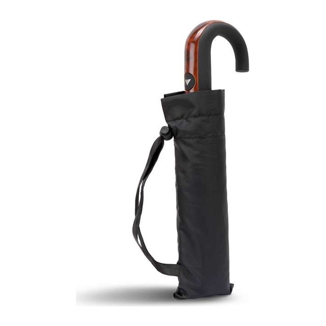 Classic J Handle Foldable Umbrella – Black