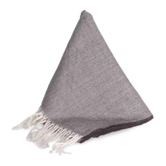 Fringed Scarf – Dark Grey/Natural