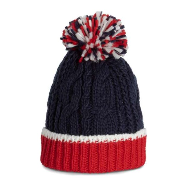 Knitted Beanie – Red/White/Navy