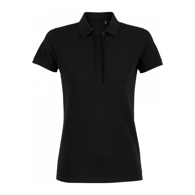 Owen Women - Piqué Polo Shirt With Concealed Placket – Deep Black