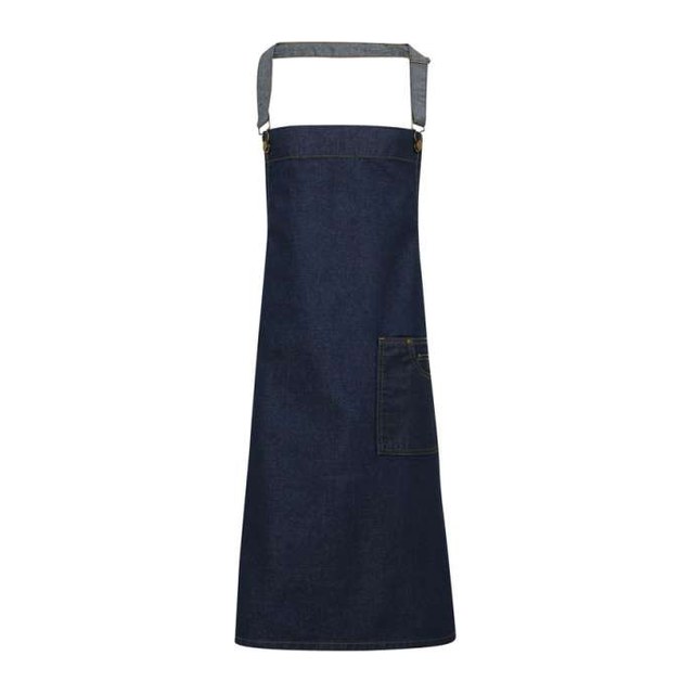 'District' Waxed Look Denim Bib Apron