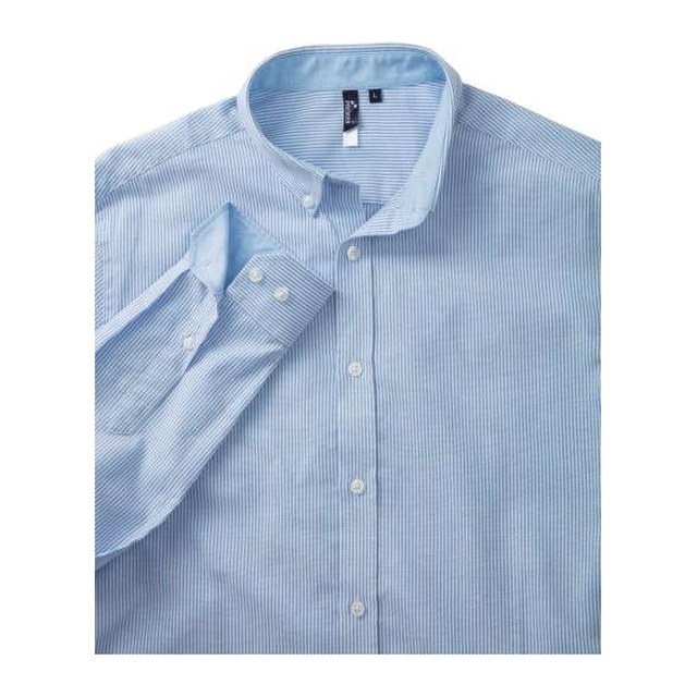 Men’s Cotton Rich Oxford Stripes Shirt – White/Oxford Blue