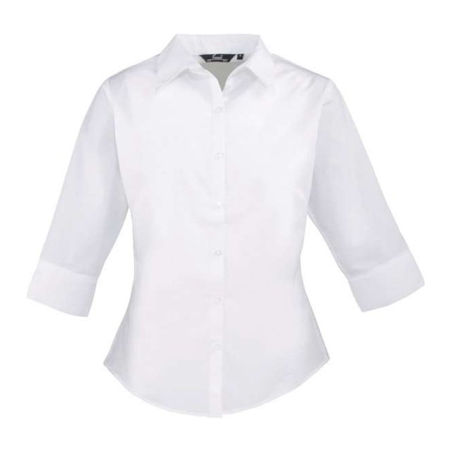 Women's Poplin 3/4 Sleeve Blouse – White