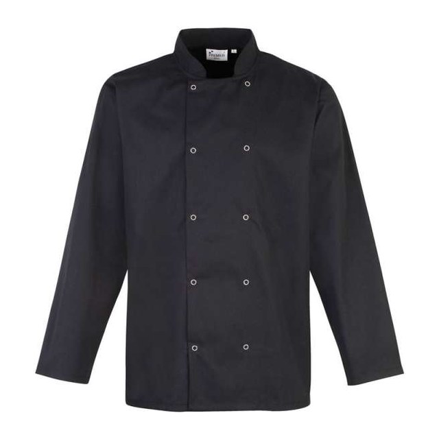Chef's Long Sleeve Stud Jacket – Black