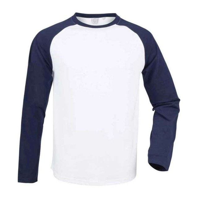 Men's Long Sleeved Baseball T – White/Oxford Navy