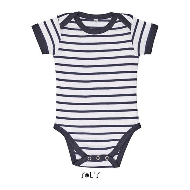 Sol's Miles Baby - Striped Bodysuit – White/Navy