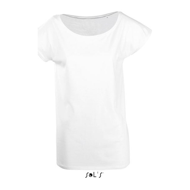 Sol's Marylin - Women’s Short Sleeve Long Kimono T-Shirt – White