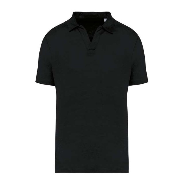 Men’s Linen Polo Shirt – Black
