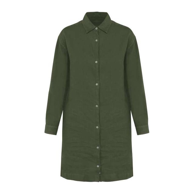 Ladies' Linen Dress Shirt – Organic Khaki